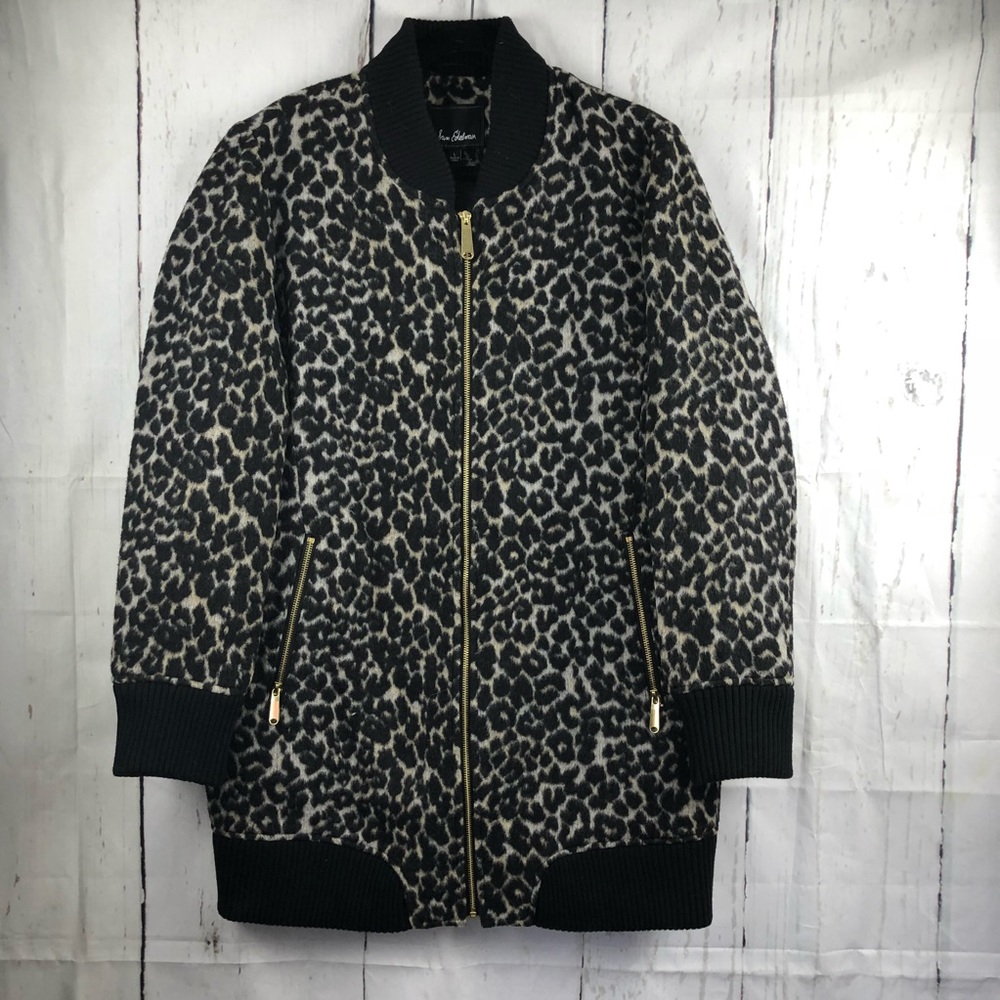 Sam Edelman leopard print coat wool blend large